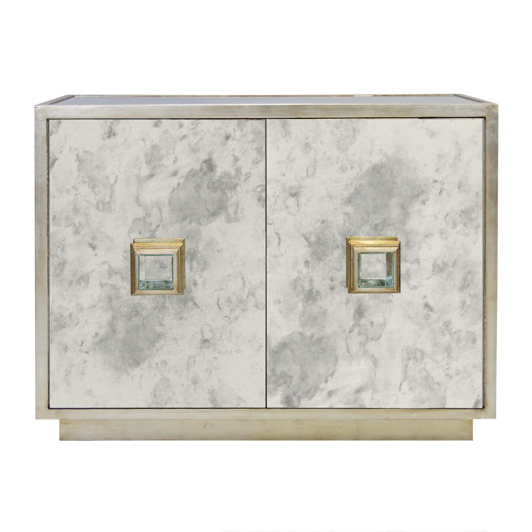 Ant Mirror 2 Dr Cabinet W/ Champ. Silver Lf Detailing - WINSLOW AMS