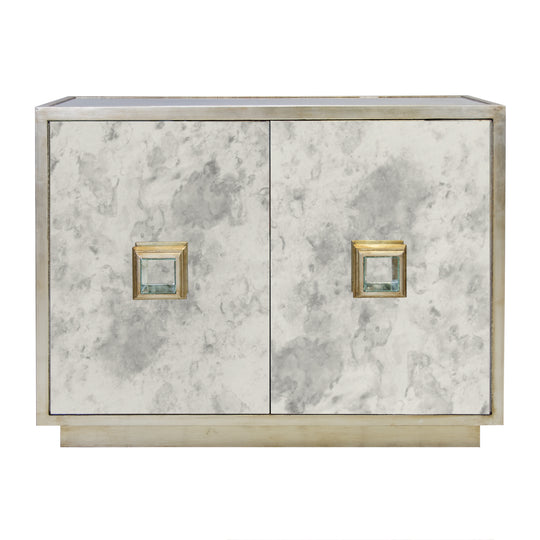 Ant Mirror 2 Dr Cabinet W/ Champ. Silver Lf Detailing - WINSLOW AMS