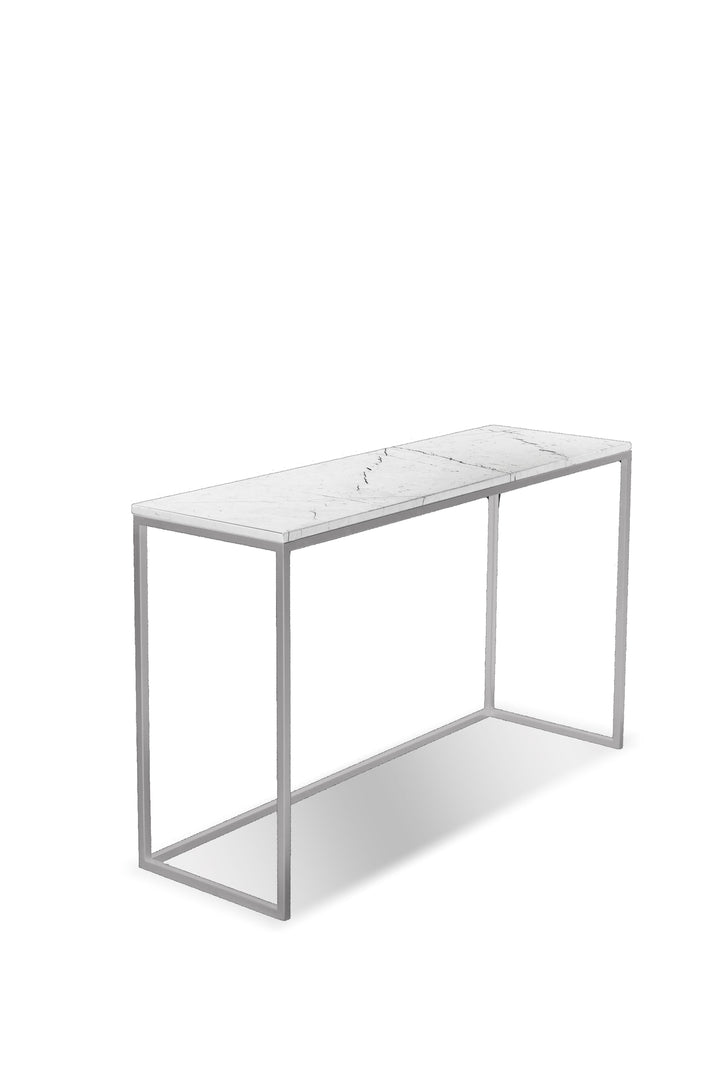 White Semi-Honed Marble/Brushed Stainless Steel base 