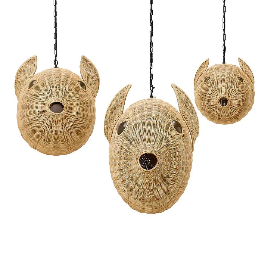 Wicker Blowfish Large Pendant