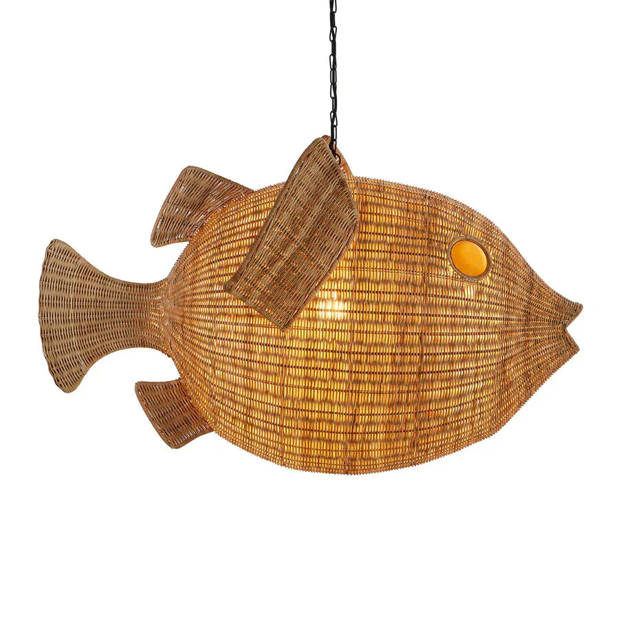 Wicker Blowfish Large Pendant