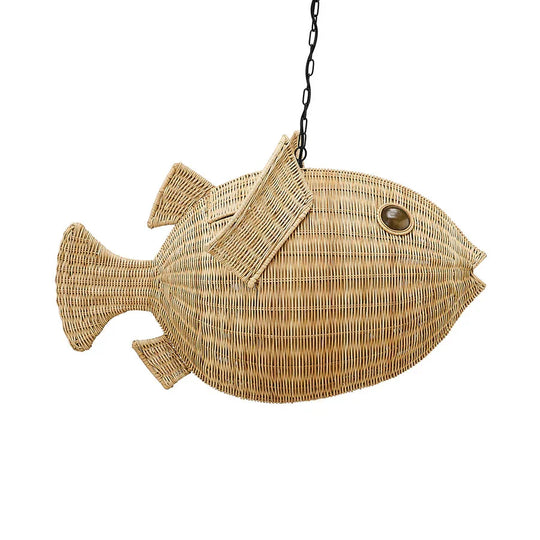 Jonathan Adler Wicker Blowfish Medium Pendant PENDANT LIGHTING