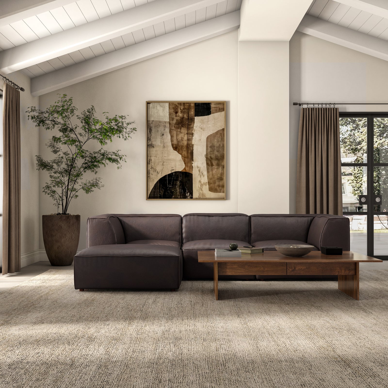 Moe's Home Collection - Form Ottoman Espresso Brown Leather - XQ-1003-20 | American Home Furniture