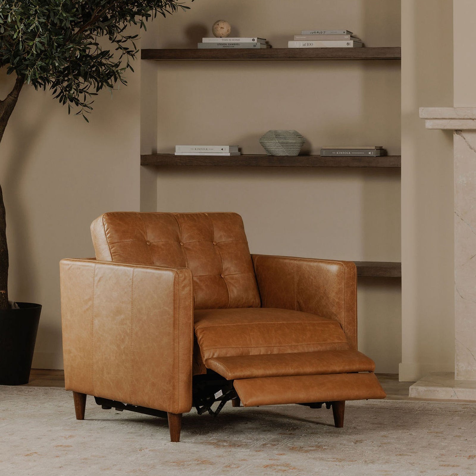 Moe's Home Collection - Bridgers Power Recliner Chair Tan Leather - XQ-1010-40 | American Home Furniture