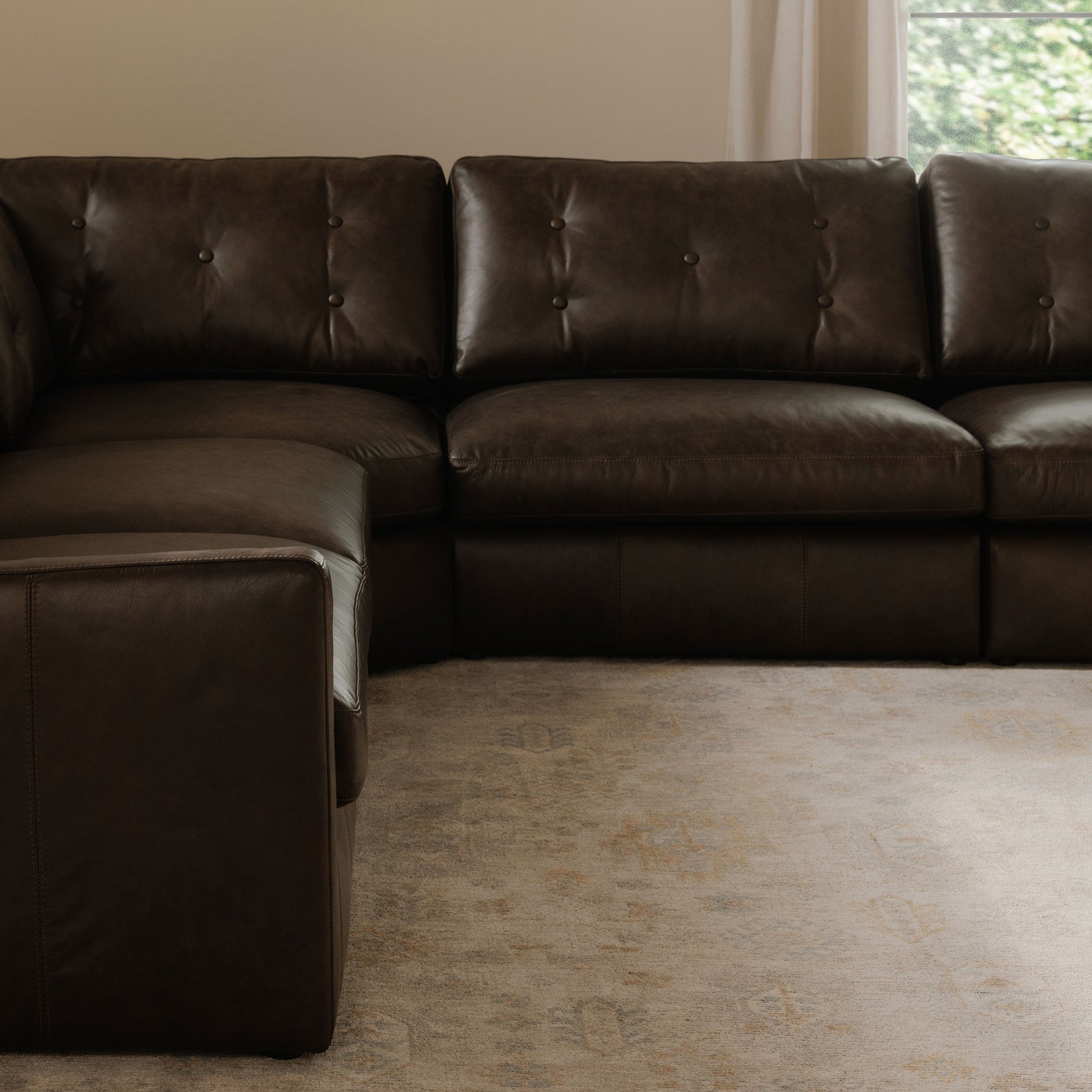 Moe's Home Collection - Thurlow Corner Chair Espresso Brown Leather - XQ-1015-20 | American Home Furniture