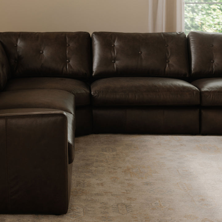 Moe's Home Collection - Thurlow Corner Chair Espresso Brown Leather - XQ-1015-20 | American Home Furniture