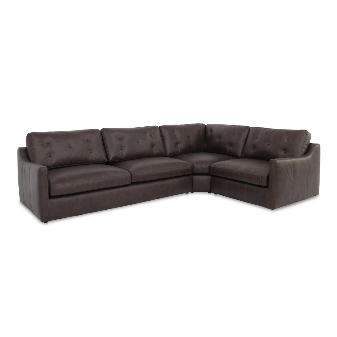 Moe's Home Collection - Thurlow 3 Piece Right Modular Sectional Espresso Brown Leather - XQ-1023-20 | American Home Furniture