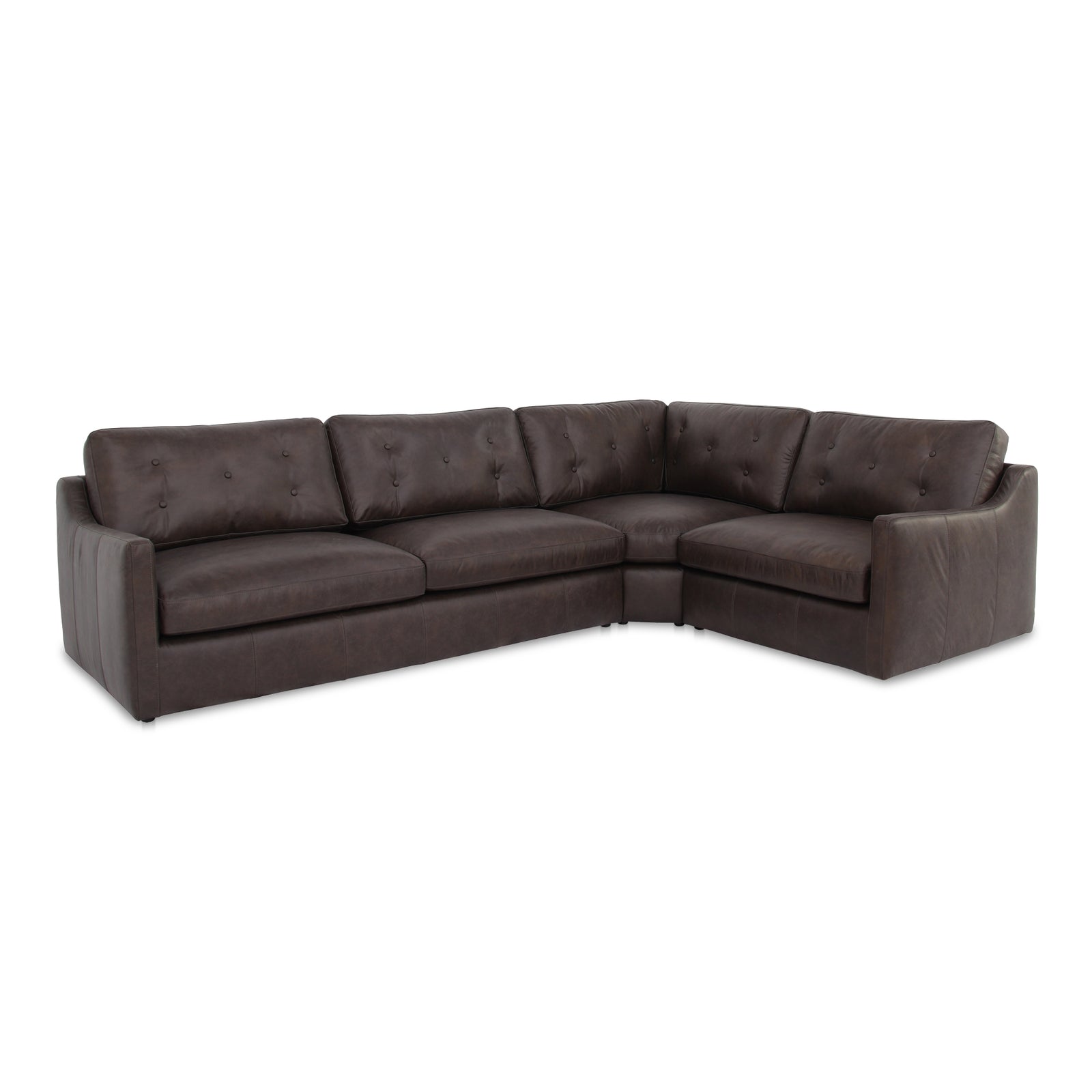 Moe's Home Collection - Thurlow 3 Piece Right Modular Sectional Espresso Brown Leather - XQ-1023-20 | American Home Furniture