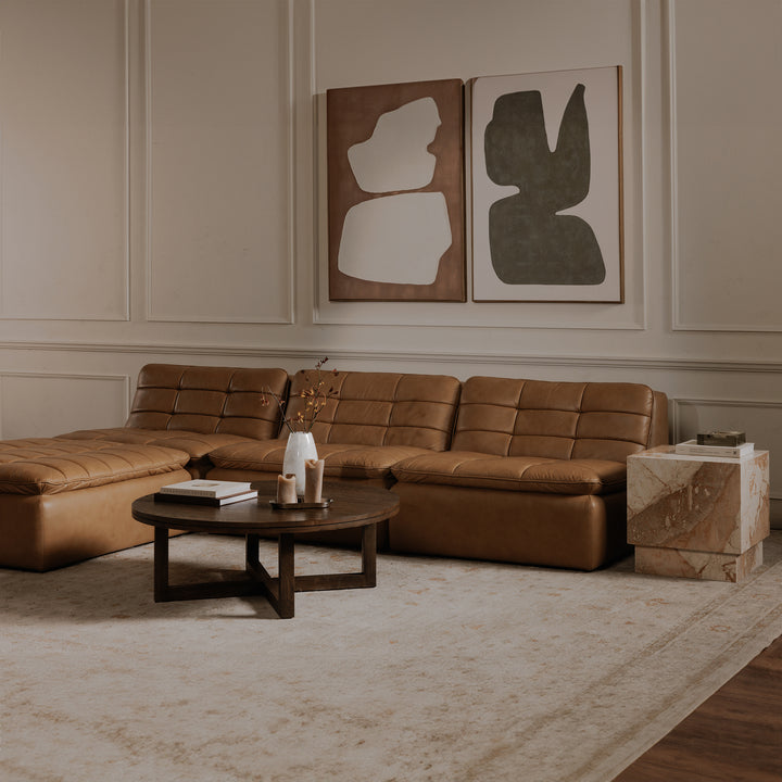 Lino Armless Modular Sofa Tan Leather
