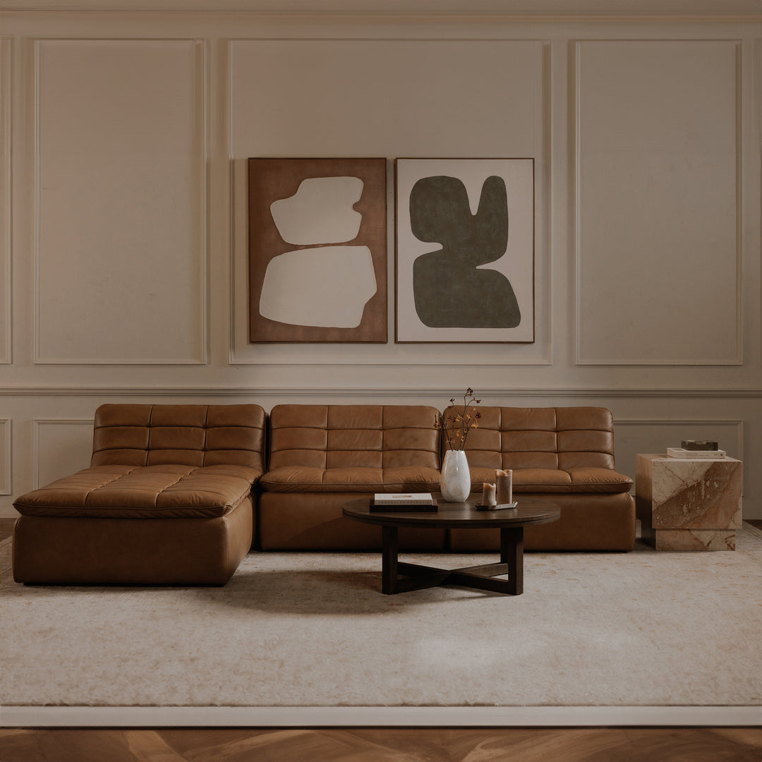 Lino Lounge Modular Sectional Tan Leather