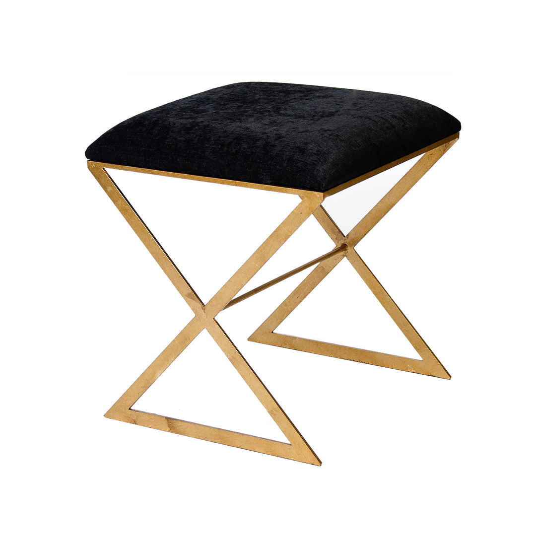 "X" Stool, Gold W Blk Velvet - X SIDE GUB