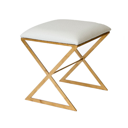 "X" Stool, Gold W Cream Ostrich - X SIDE GUO