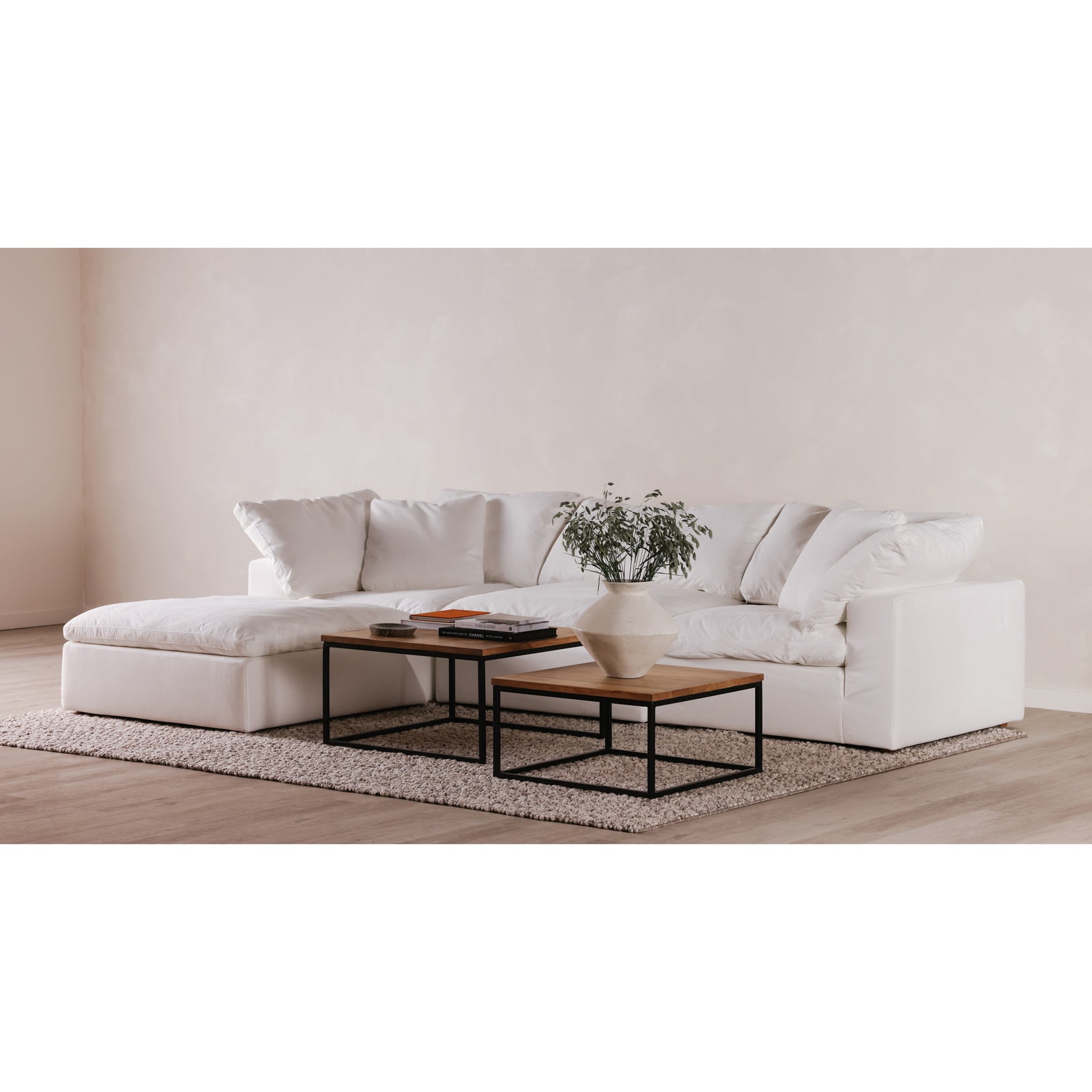 Moe's Home Collection - Clay Lounge Modular Sectional Performance Fabric White - YJ-1008-05 | American Home Furniture