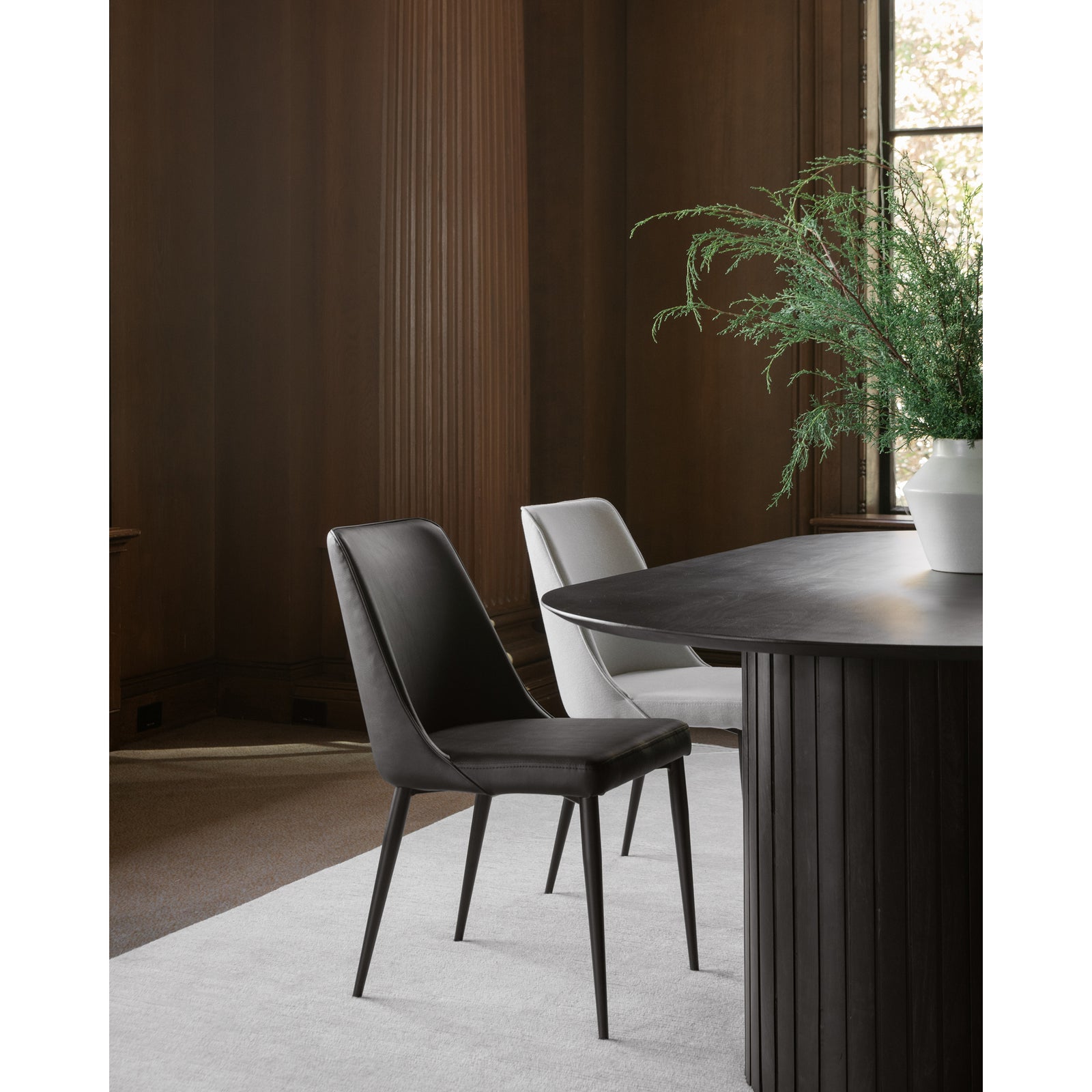Moe's Home Collection - Lula Dining Chair Black Vegan Leather - Set of 2 - YM-1006-02 | American Home Furniture