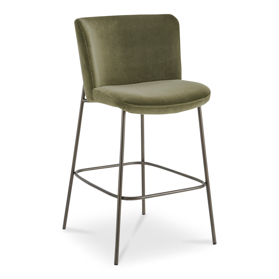Early Bar Stool Faux Green Mohair - Set of 2