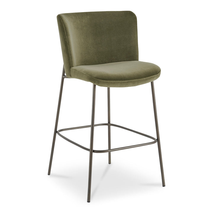 Early Bar Stool Faux Green Mohair - Set of 2