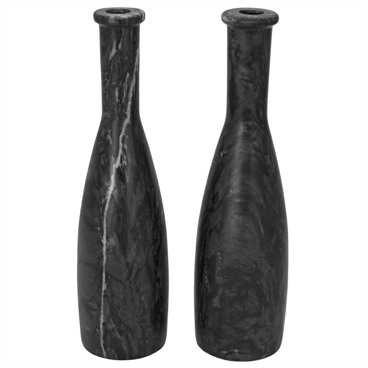 Noir Moris Decorative Candle Holder, Set of 2, Black DECORATIVE OBJECTS