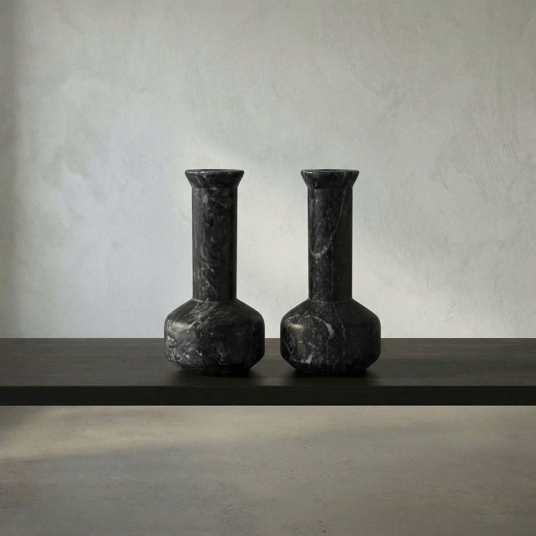 Noir - Milos Decorative Candle Holder, Set of 2 - YT0717-14BL