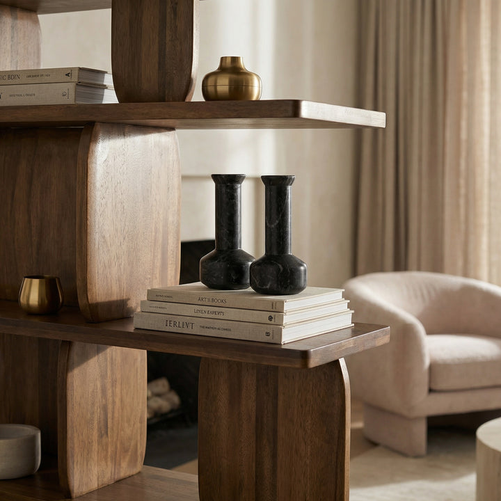Noir - Milos Decorative Candle Holder, Set of 2 - YT0717-14BL