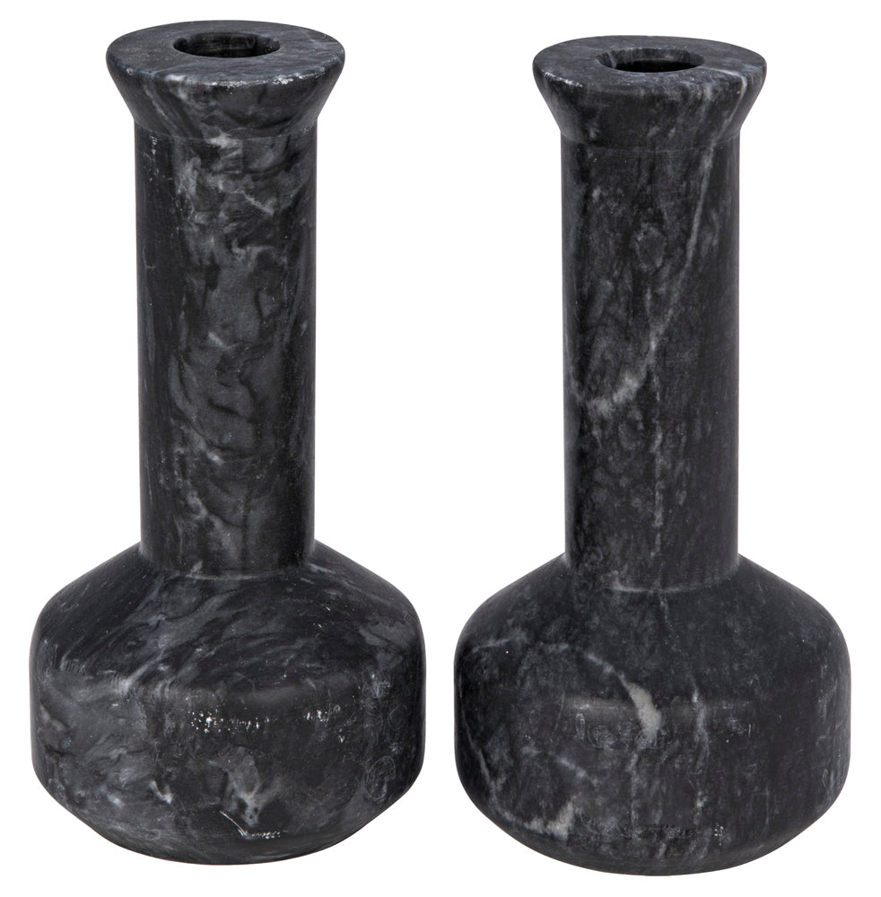 Noir - Milos Decorative Candle Holder, Set of 2 - YT0717-14BL