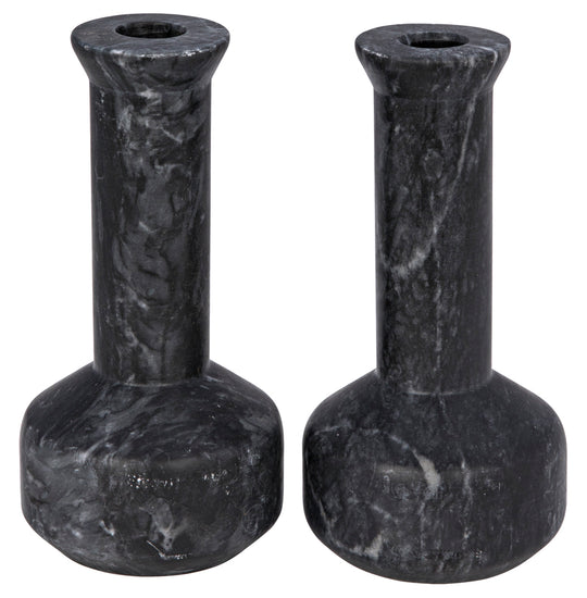 Noir - Milos Decorative Candle Holder, Set of 2 - YT0717-14BL