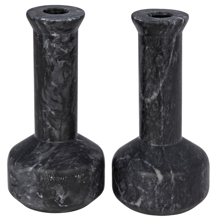 Noir - Milos Decorative Candle Holder, Set of 2 - YT0717-14BL