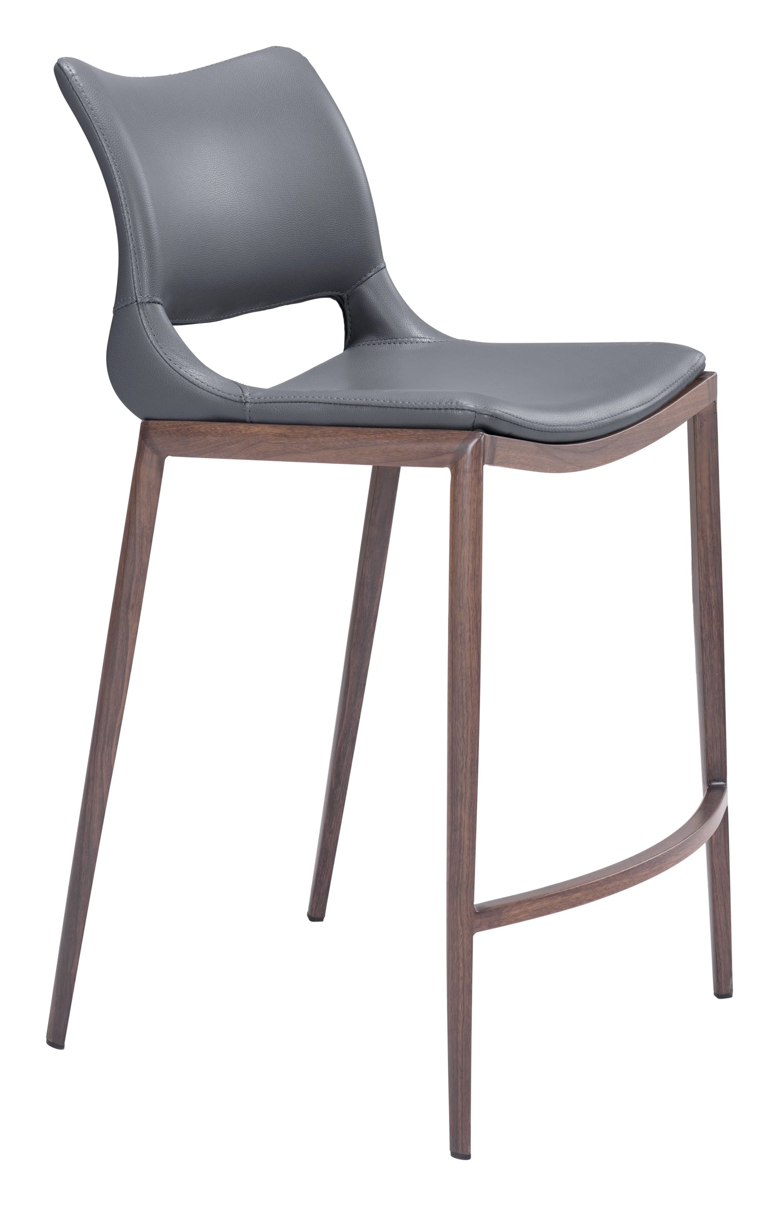 Zuo Ace Counter Stool (Set of 2) Dark Gray & Walnut BAR STOOLS + COUNTER STOOLS