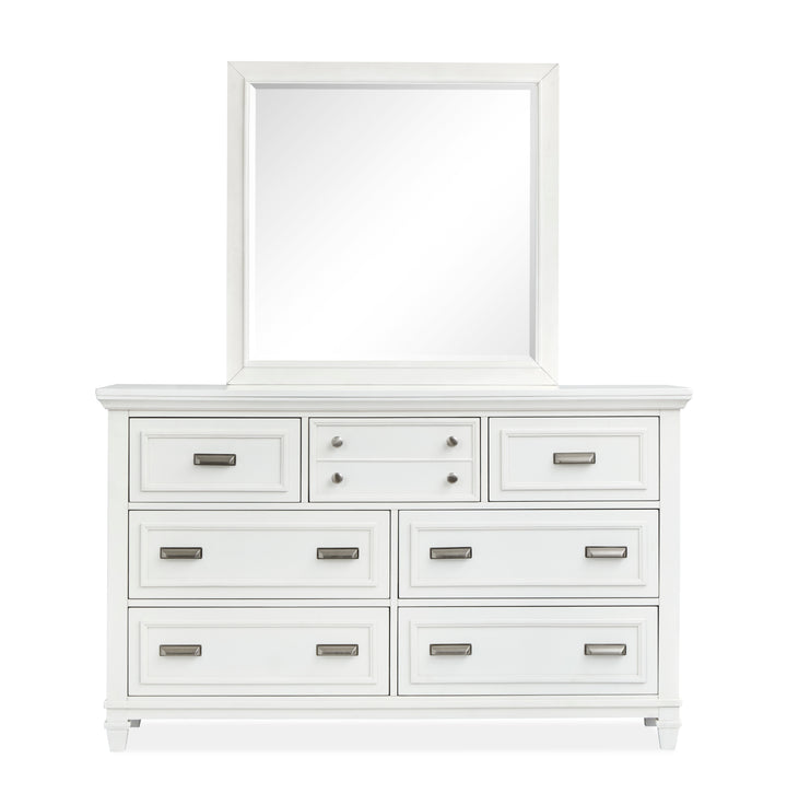 Charleston White Dove White Drawer Dresser With Landscape Mirror - B5611-20WH40WH