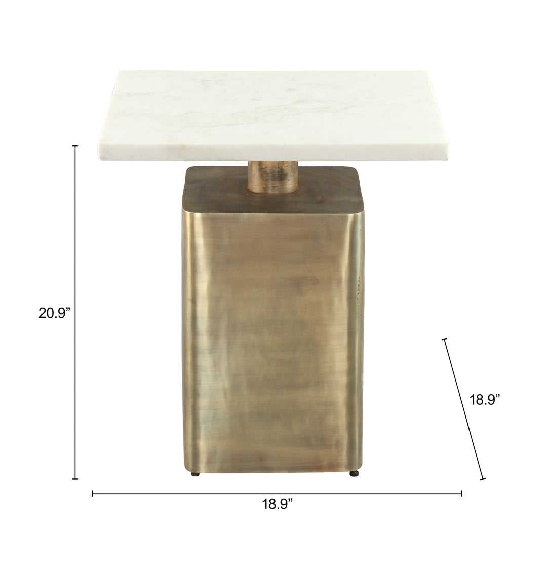 Nyra Side Table White & Brass - 110952