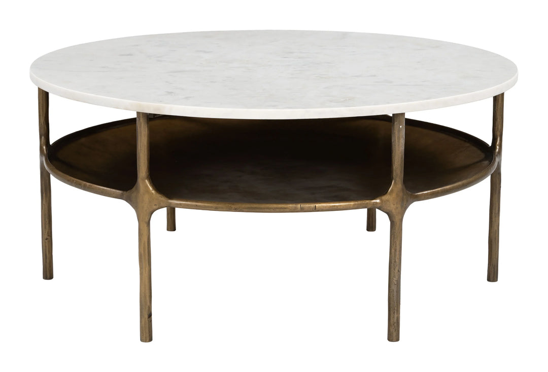Bild Coffee Table White & Brass - AmericanHomeFurniture