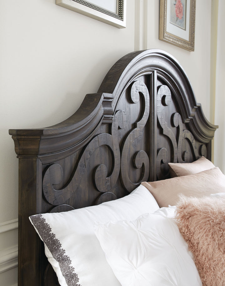 Bellamy Peppercorn King Shaped Panel Bed - B2491-65