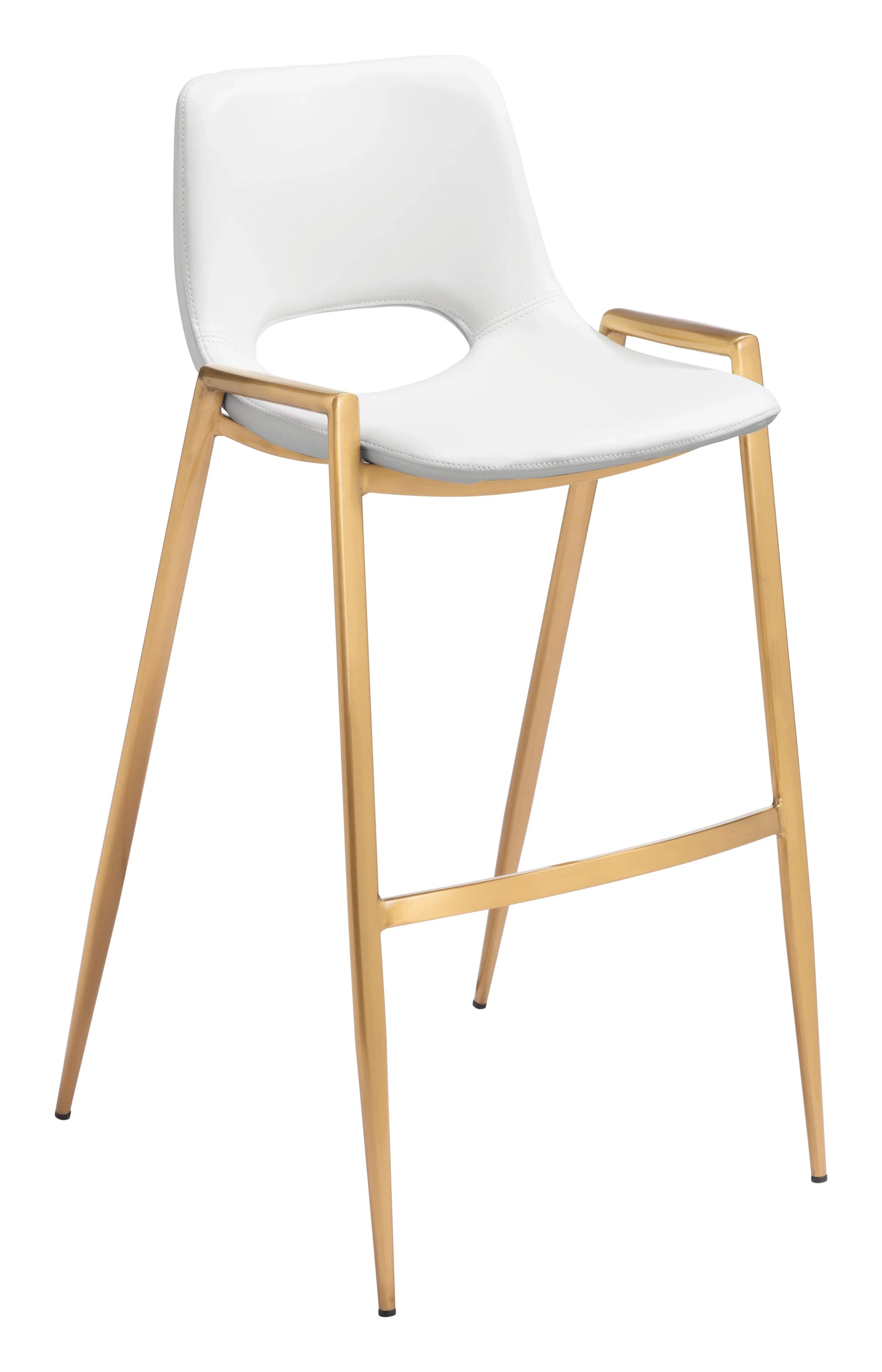 Zuo Desi Barstool (Set of 2) White & Gold BAR STOOLS + COUNTER STOOLS