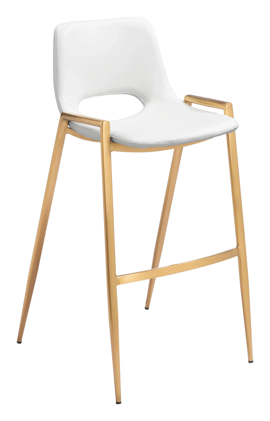 Zuo Desi Barstool (Set of 2) White & Gold BAR STOOLS + COUNTER STOOLS