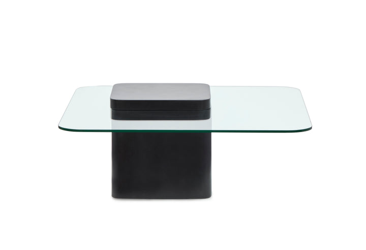 Donora Clear Glass And Obsidian Square Cocktail Table - T6388-41