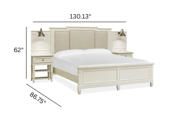 Willowbrook Egg Shell White King Upholstered Wall Panel Bed - B5324-65B