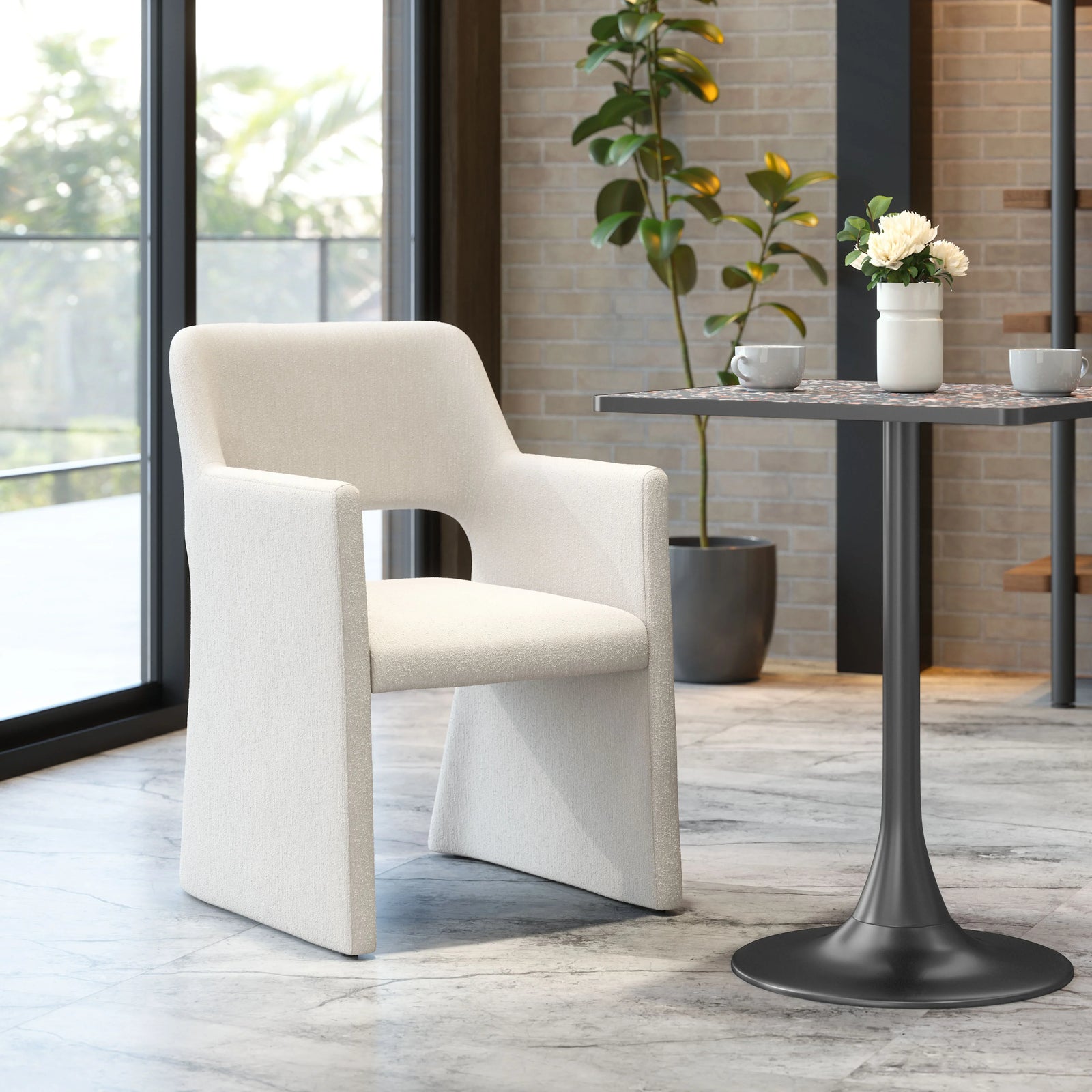 Zuo Minet Dining Chair Linen White - Set of 2 DINING CHAIRS