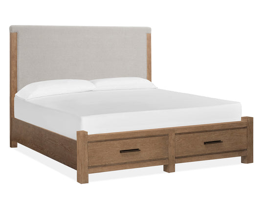Plum Creek Sierra Brown California King Upholstered Panel Storage Bed - B5768-75A