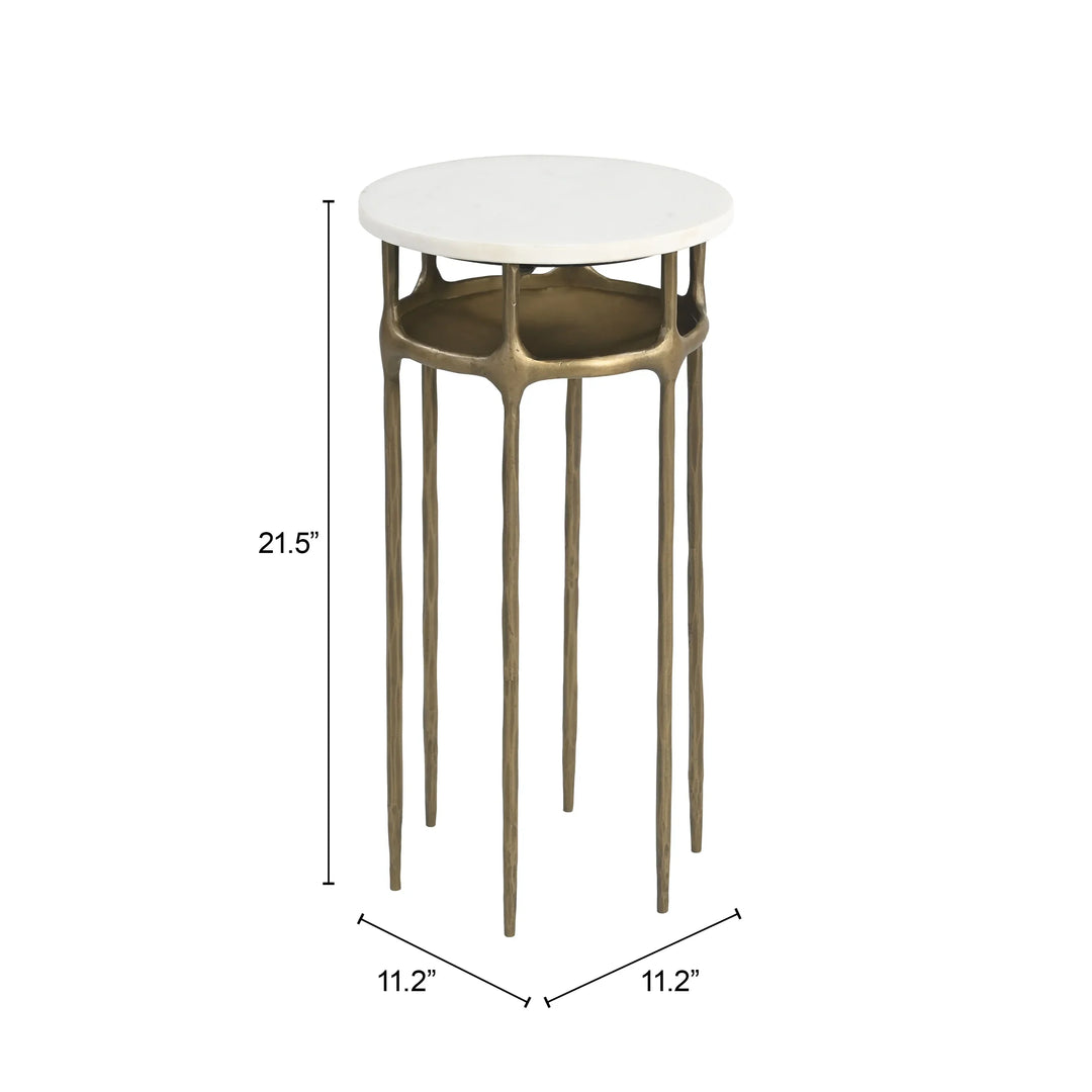 Bild Side Table White & Brass - AmericanHomeFurniture