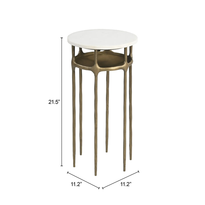 Bild Side Table White & Brass - AmericanHomeFurniture