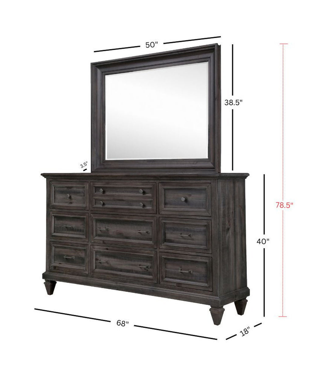 Calistoga Weathered Charcoal Drawer Dresser With Landscape Mirror - B2590-2040