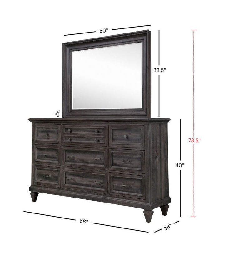 Calistoga Weathered Charcoal Drawer Dresser With Landscape Mirror - B2590-2040