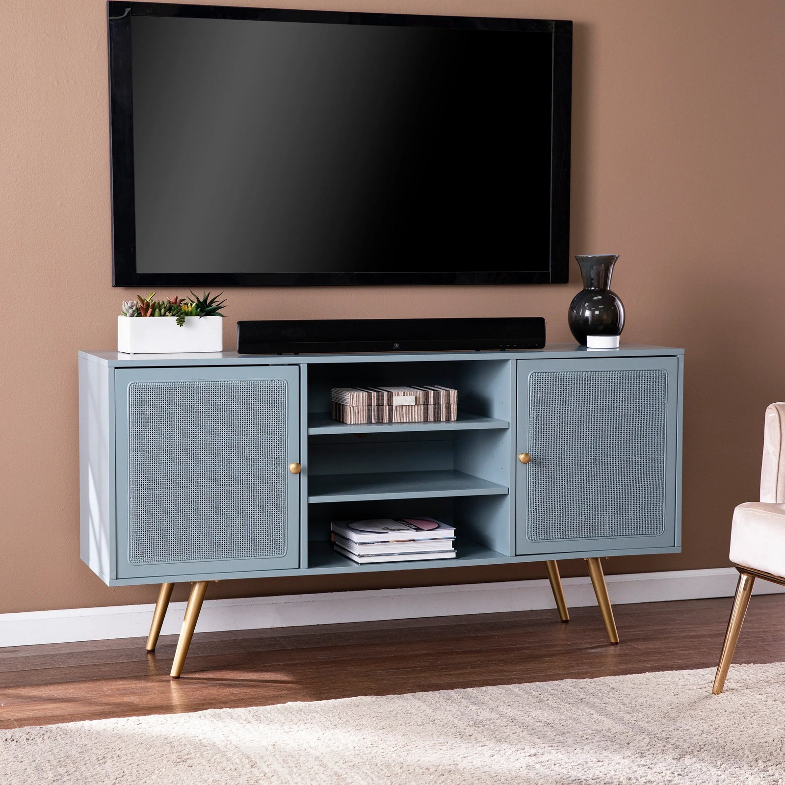 SEI Furniture Alsterson Media Stand w/ Storage MEDIA + TV STANDS