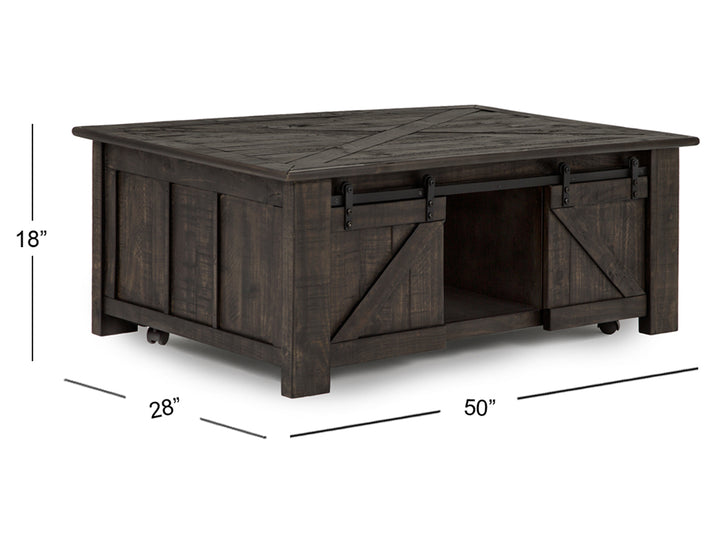 Garrett Weathered Charcoal Rectangular Lift Top Cocktail Table With Casters - T3778-50