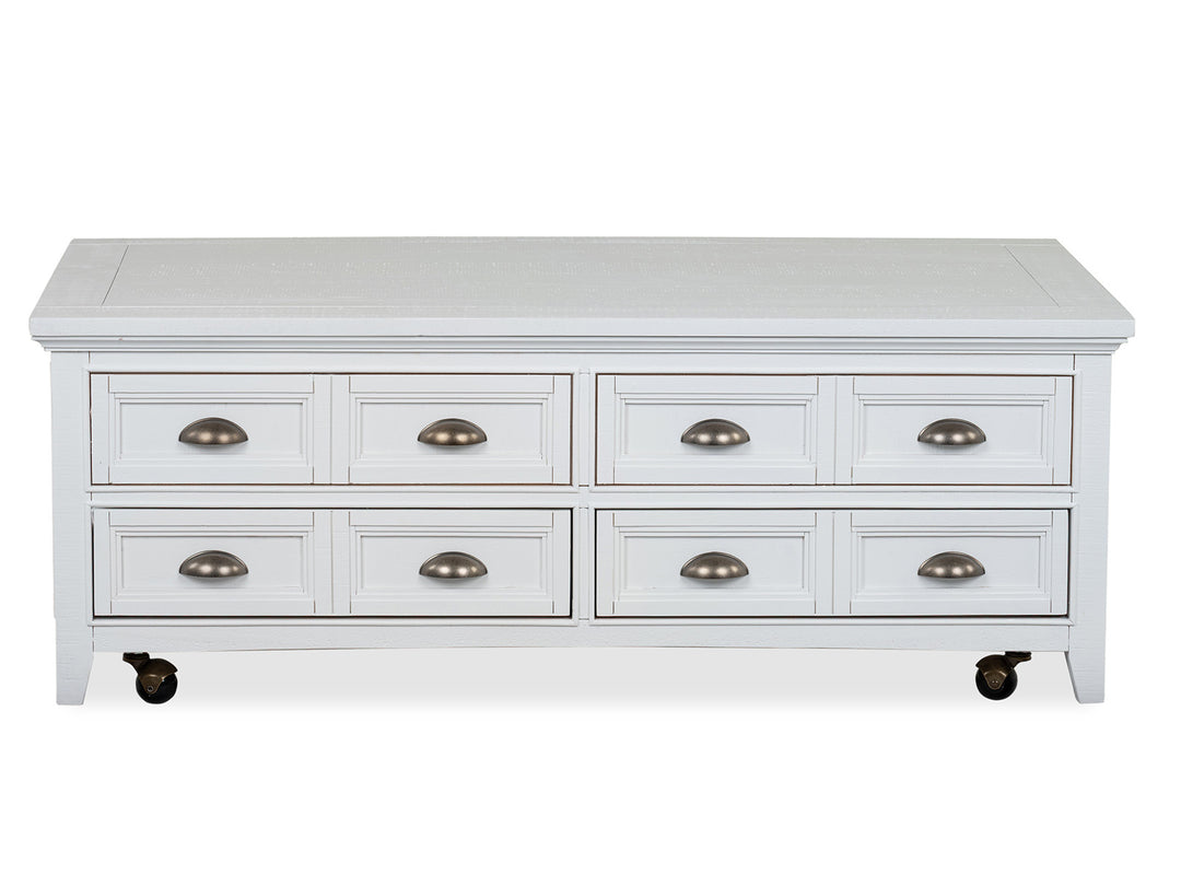 Heron Cove Chalk White Lift Top Storage Cocktail Table With Casters - T4400-50