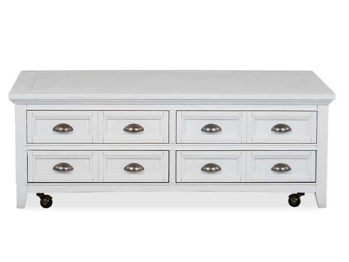 Heron Cove Chalk White Lift Top Storage Cocktail Table With Casters - T4400-50