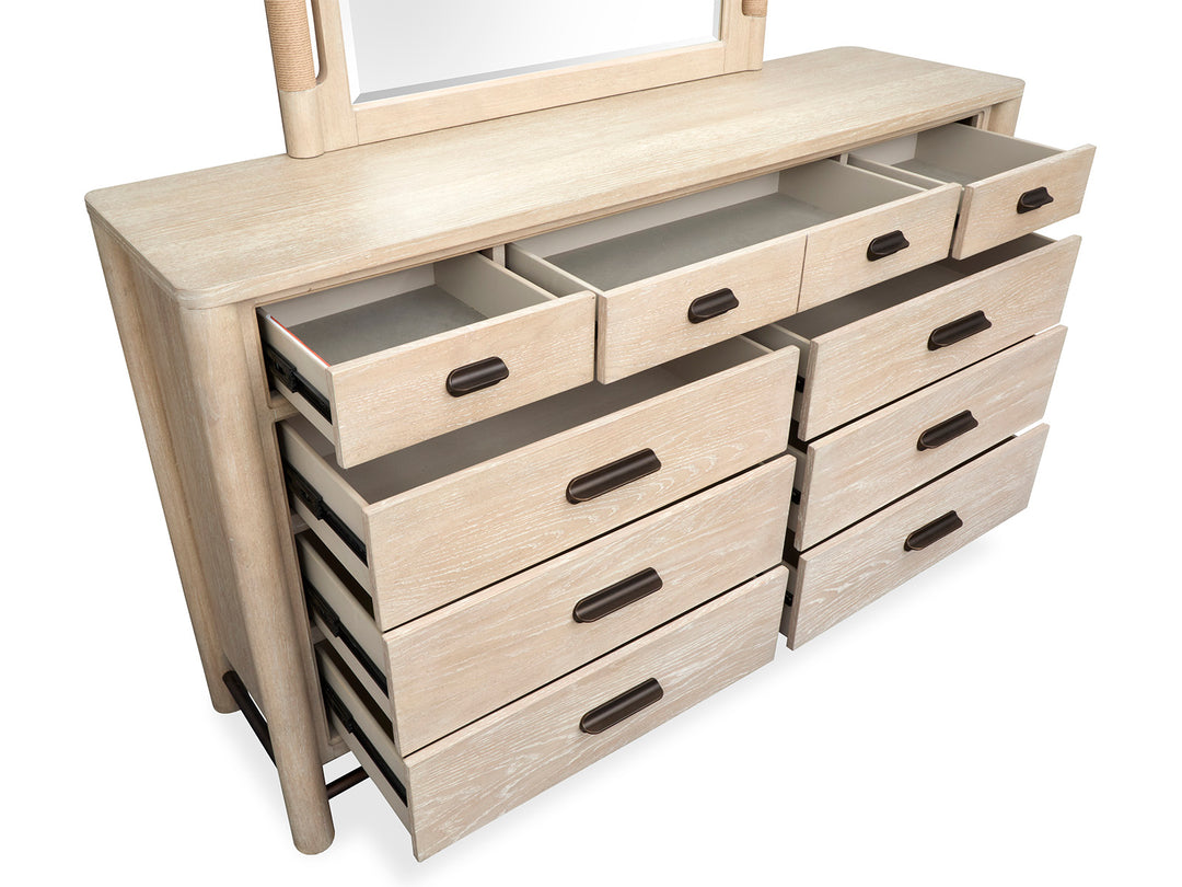 Sunset Cove Sanibel Brown 9 Drawer Dresser With Landscape Mirror - B5783-2040