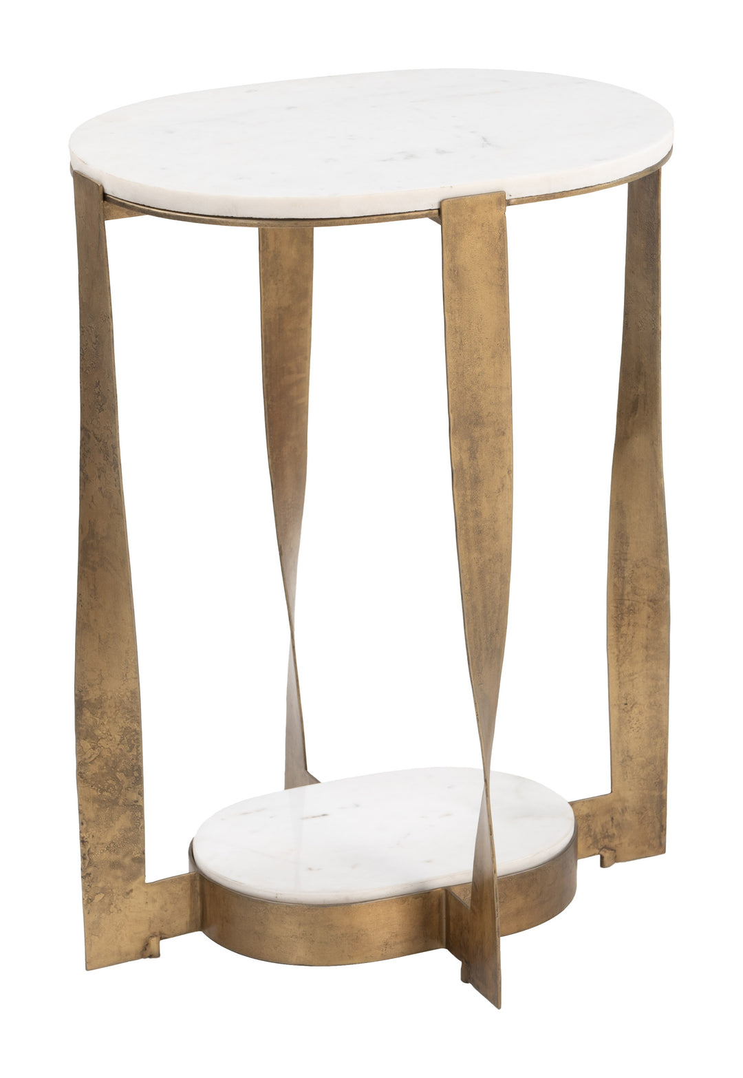 Orion Accent Table White & Brass - 110978