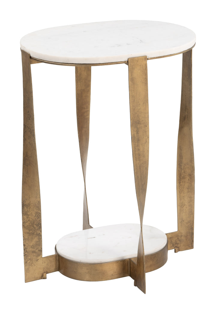 Orion Accent Table White & Brass - 110978