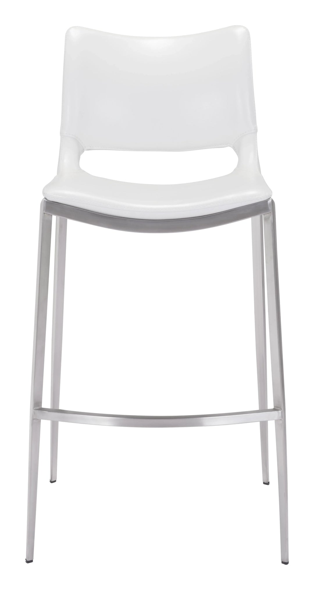 Ace Barstool (Set of 2) White & Silver - AmericanHomeFurniture