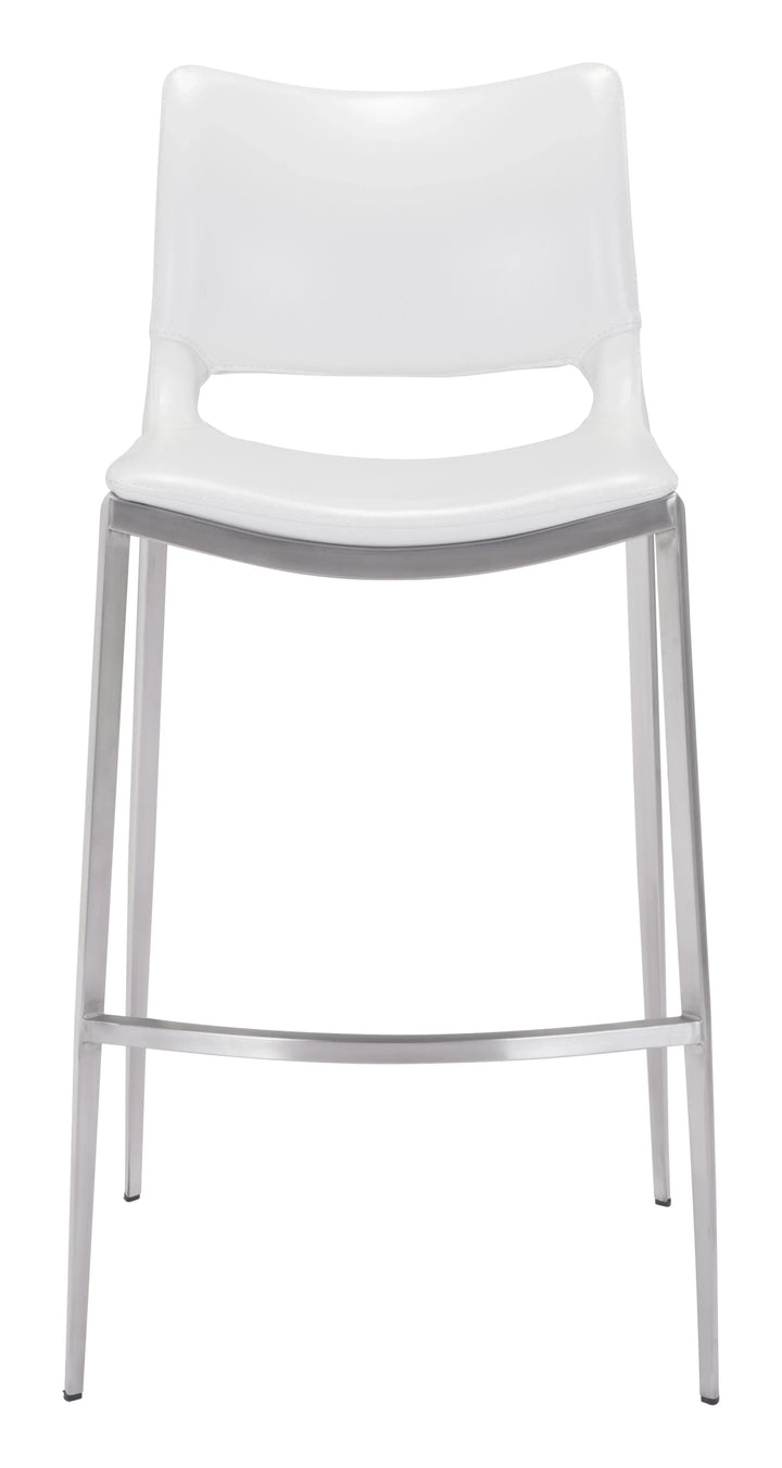 Ace Barstool (Set of 2) White & Silver - AmericanHomeFurniture